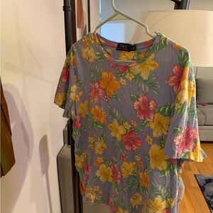Ralph Lauren Floral Tee in Blue and Orange